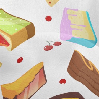 Various Cakes And Cherry Straw Lightweight Performance Linen