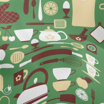 Kitchen Utensils Pattern Lightweight Performance Linen
