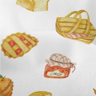 Hand Drawn Fruit Basket And Ja Lightweight Performance Linen