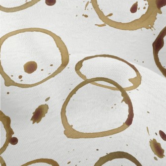 Watercolor Coffee Stain Polka  Lightweight Performance Linen