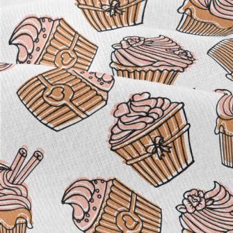 Hand Drawn Pink Flower Cupcake Modern Jersey