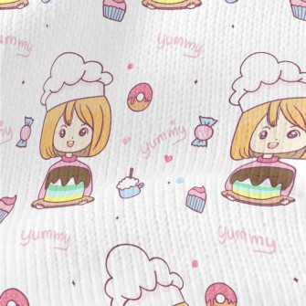 Chef Girl Making Cakes And Des Stretch Jersey
