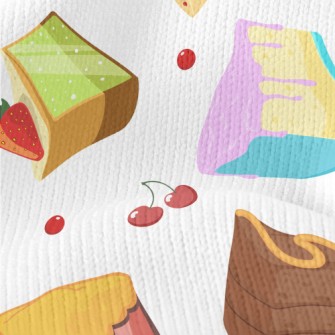 Various Cakes And Cherry Straw Stretch Jersey