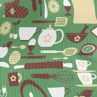 Kitchen Utensils Pattern Stretch Jersey