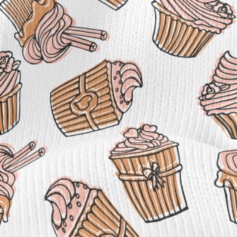 Hand Drawn Pink Flower Cupcake Stretch Jersey