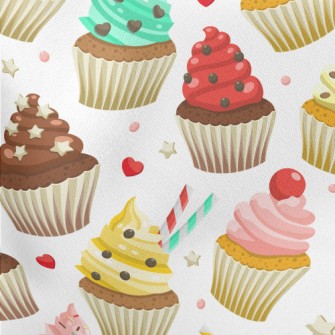 Cup Cakes Of Various Flavors Lightweight Cotton Poplin