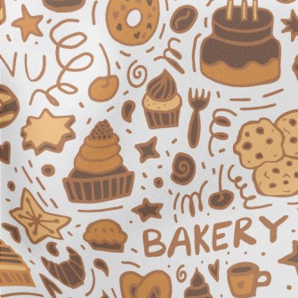 Coffee Dessert Cake Biscuits Lightweight Cotton Poplin