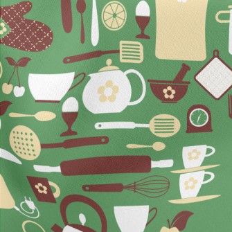 Kitchen Utensils Pattern Lightweight Cotton Poplin