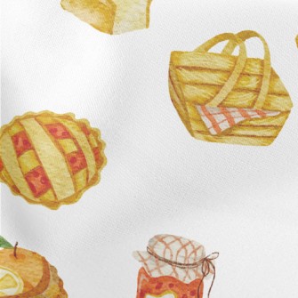 Hand Drawn Fruit Basket And Ja Lightweight Cotton Poplin
