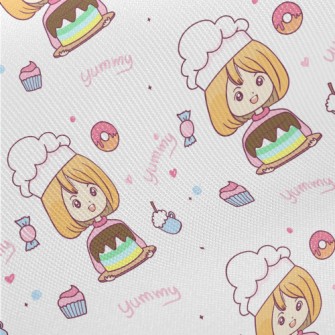 Chef Girl Making Cakes And Des Midweight Cotton Poplin