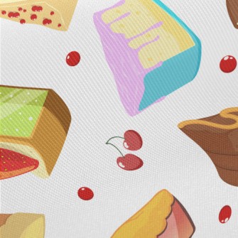 Various Cakes And Cherry Straw Midweight Cotton Poplin