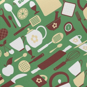 Kitchen Utensils Pattern Midweight Cotton Poplin