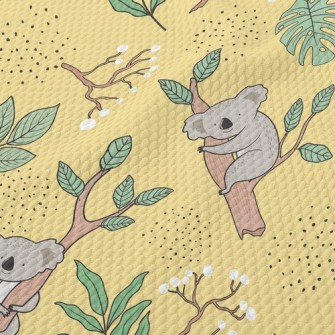 Cute Tree Hugging Koala Birdseye Piqué