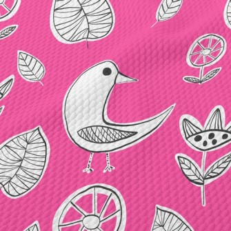 Childlike Doodle Bird Birdseye Piqué