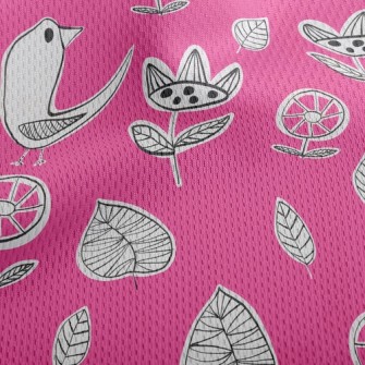 Childlike Doodle Bird Athletic Mesh Flat Back