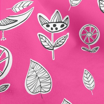 Childlike Doodle Bird Micro Fleece