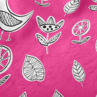 Childlike Doodle Bird Minky