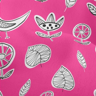 Childlike Doodle Bird Lightweight Performance Linen