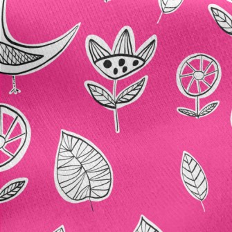 Childlike Doodle Bird Jersey Backed Fleece