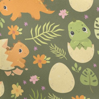 Cute Little Dinosaur Pongee