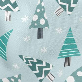 Geometric Wavy Christmas Tree Lightweight Cotton Poplin