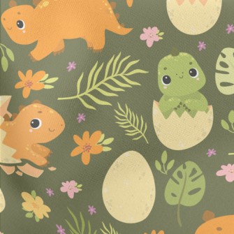 Cute Little Dinosaur Lightweight Cotton Poplin