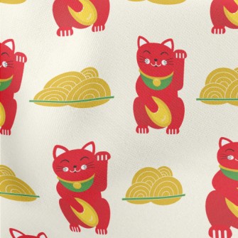 Lucky Cat Lightweight Cotton Poplin