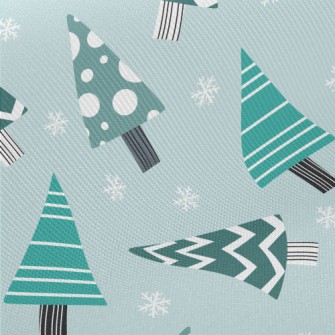 Geometric Wavy Christmas Tree Midweight Cotton Poplin