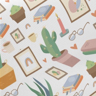 Home Succulent Potted Plants Midweight Cotton Poplin