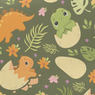 Cute Little Dinosaur Midweight Cotton Poplin
