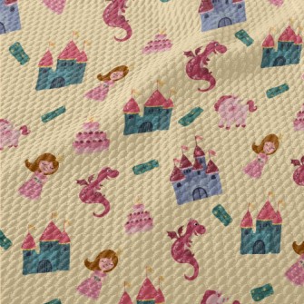 Fairy Tale Princess And Castle Birdseye Piqué