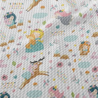 Cute Fairy Tale Princesses Birdseye Piqué