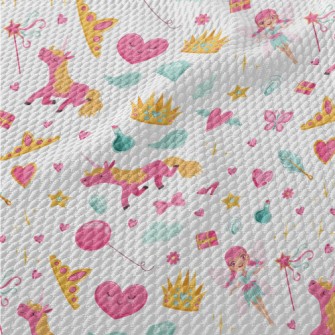 Bright Pink Unicorn Pattern Birdseye Piqué