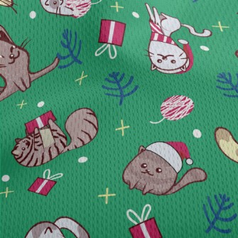 Cat Wearing Santa Hat Athletic Mesh Flat Back