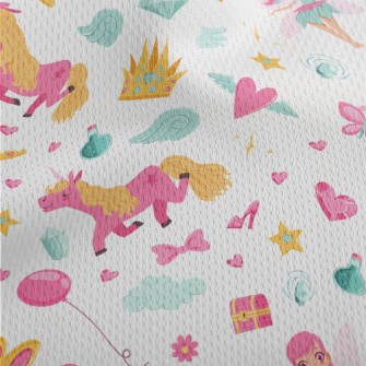 Bright Pink Unicorn Pattern Athletic Mesh Flat Back