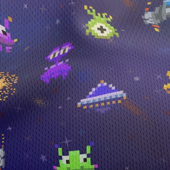 Pixel Style Alien Athletic Mesh Flat Back