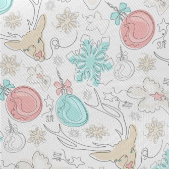 Line Pattern Of Christmas Deco Twill