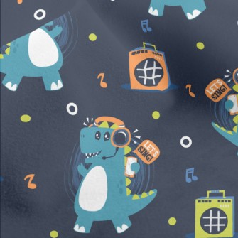 Dinosaur Rocking To Music Micro Fleece