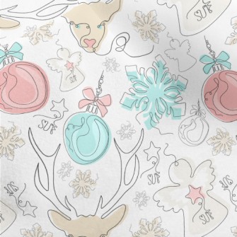 Line Pattern Of Christmas Deco Micro Fleece