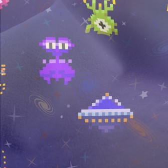 Pixel Style Alien Micro Fleece