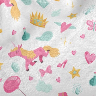 Bright Pink Unicorn Pattern Minky
