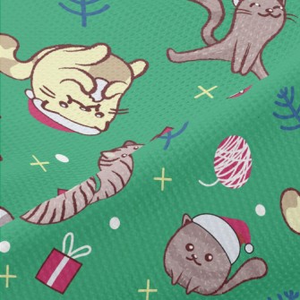 Cat Wearing Santa Hat Piqué
