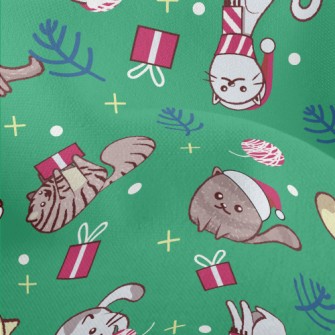 Cat Wearing Santa Hat Lightweight Performance Linen