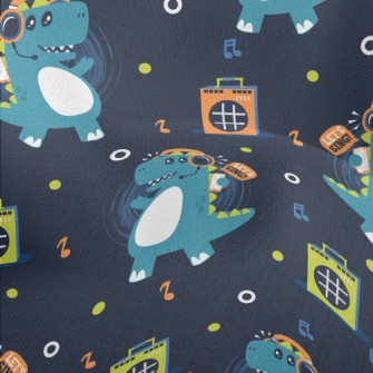 Dinosaur Rocking To Music Lightweight Performance Linen