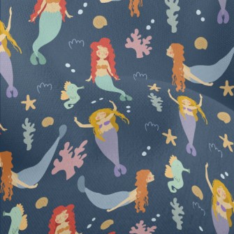 Mermaids In The Sea Lightweight Performance Linen