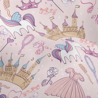 Hand Drawn Cartoon Castle Grap Lightweight Performance Linen