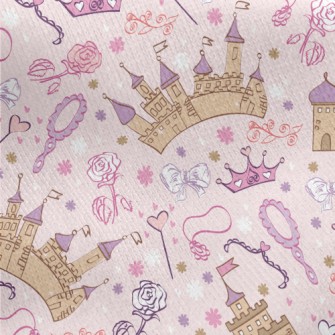 Pink Magic Castle And Items Jersey Backed Fleece