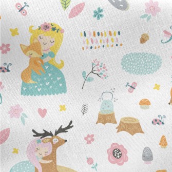 Cute Fairy Tale Princesses Jersey Backed Fleece