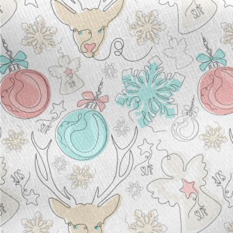 Line Pattern Of Christmas Deco Jersey Backed Fleece