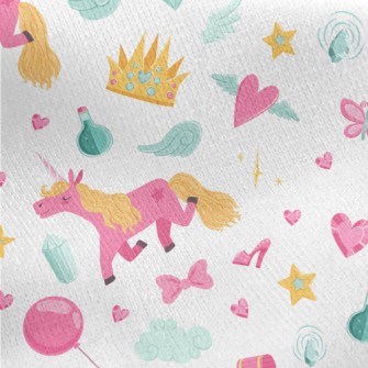 Bright Pink Unicorn Pattern Jersey Backed Fleece